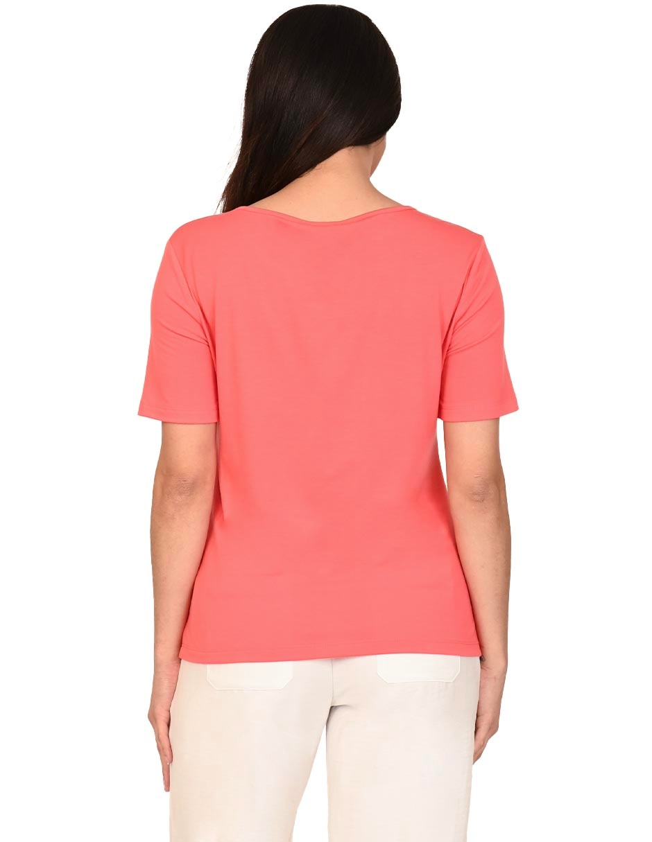 Playera manga corta Ferrioni cuello redondo para mujer