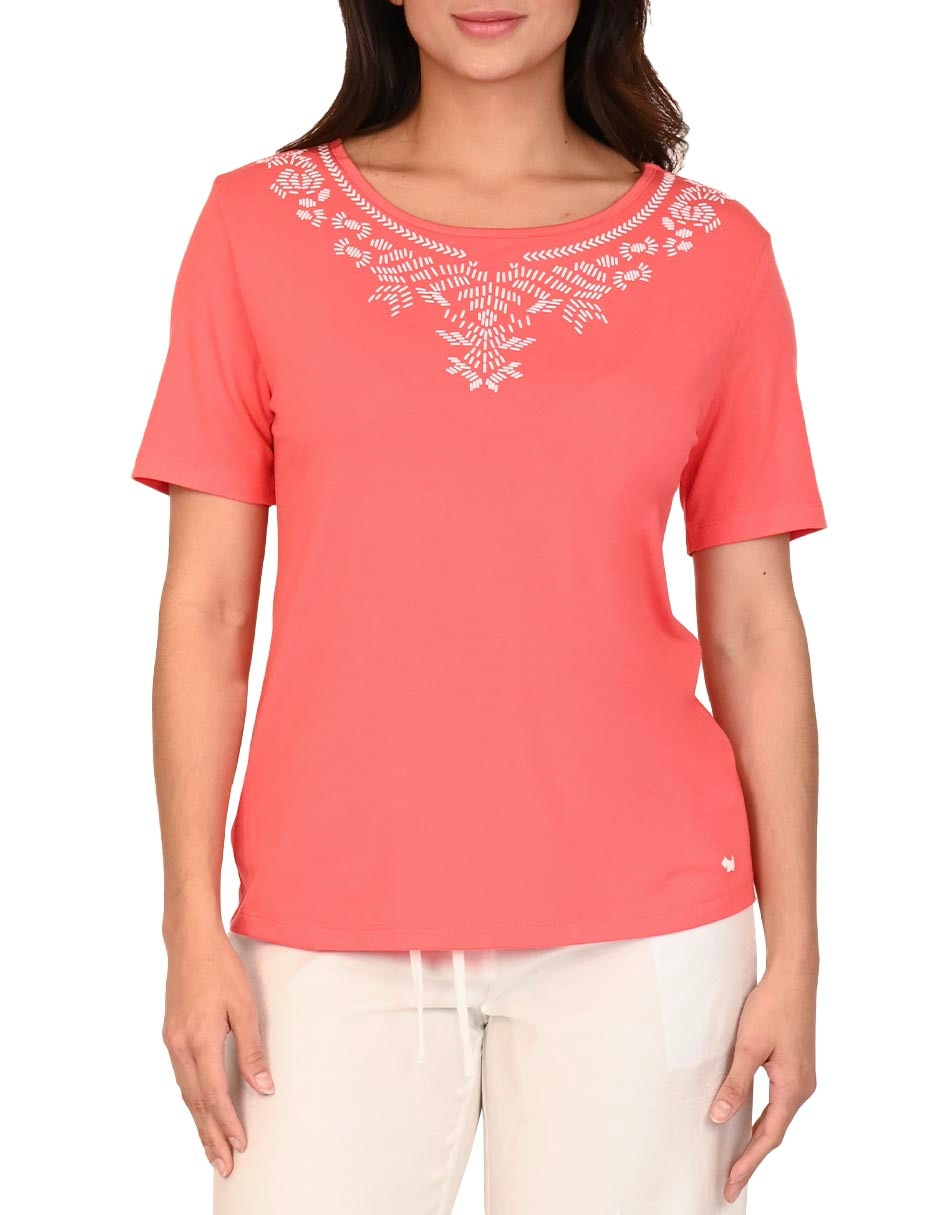 Playera manga corta Ferrioni cuello redondo para mujer
