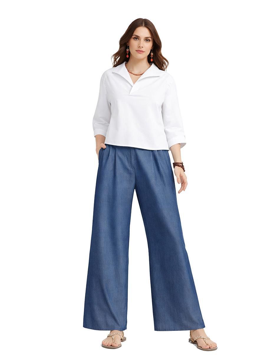 Pantalón plisado amplio para mujer 4