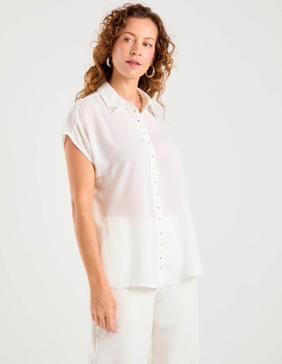 Blusa camisera manga corta para mujer 2