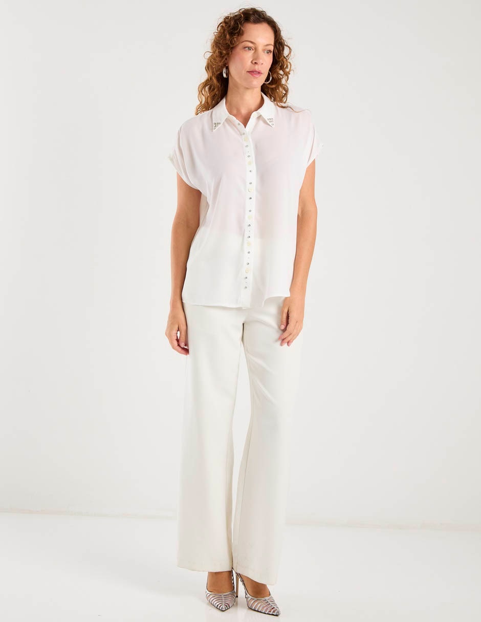 Blusa camisera manga corta para mujer 3