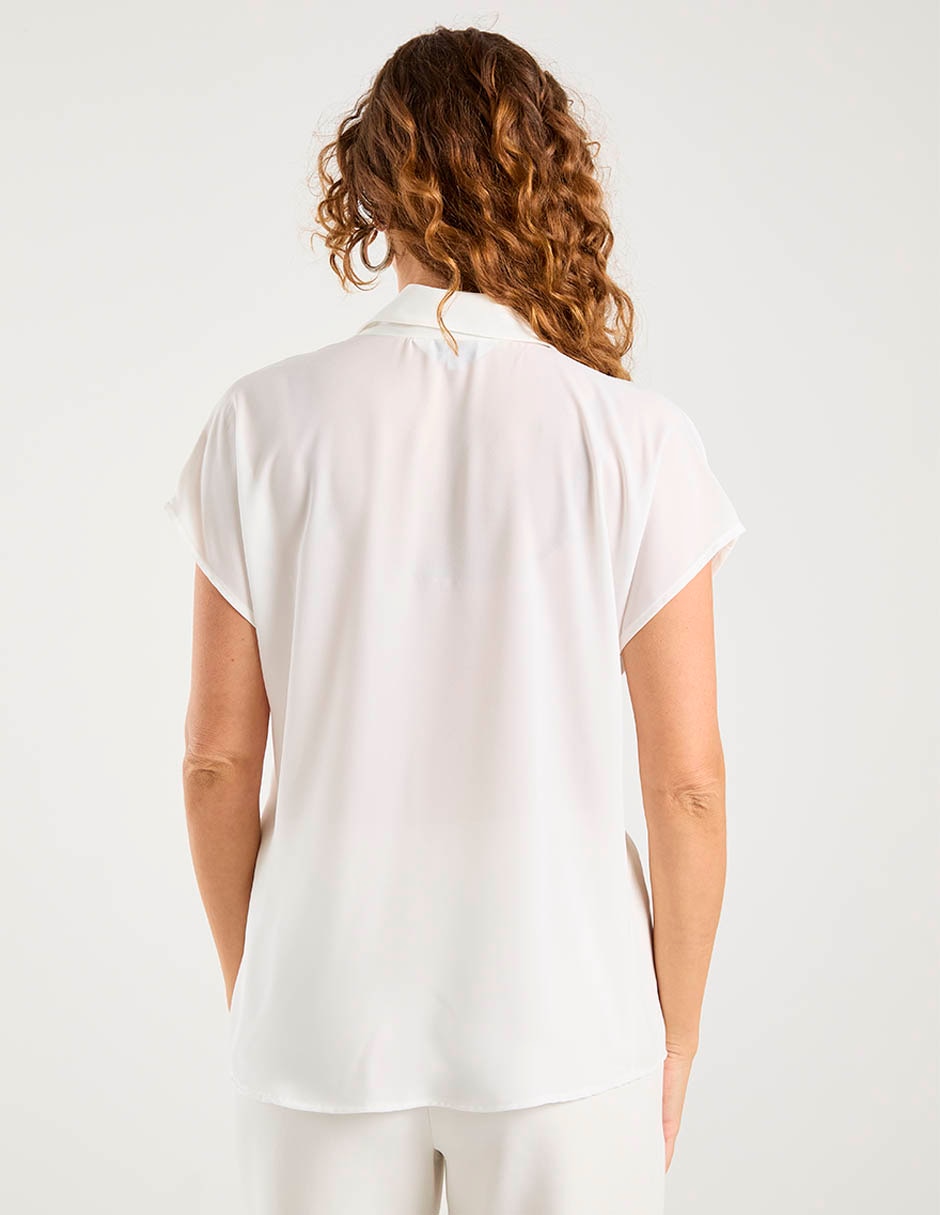 Blusa camisera manga corta para mujer 6