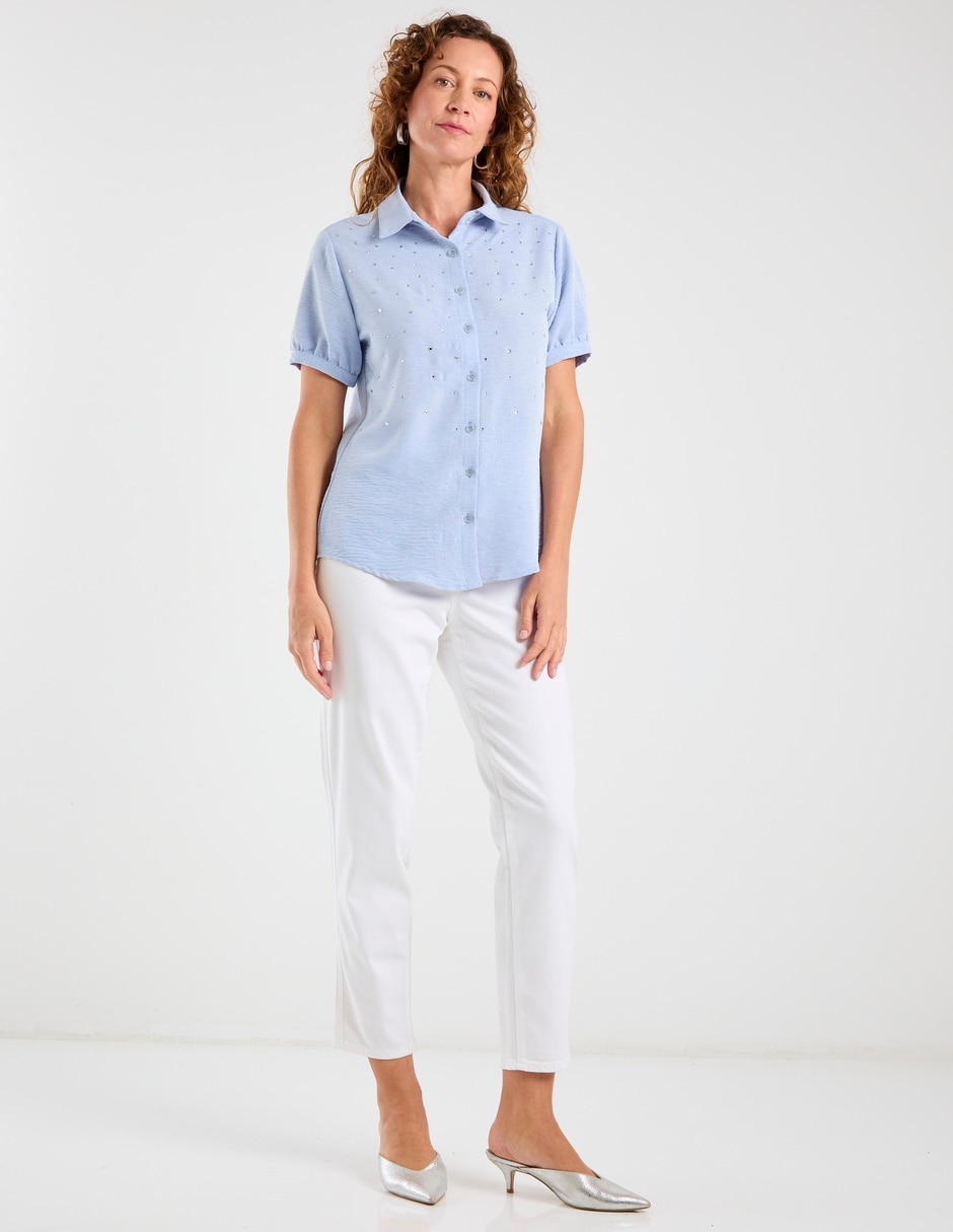 Blusa camisera manga corta para mujer 3