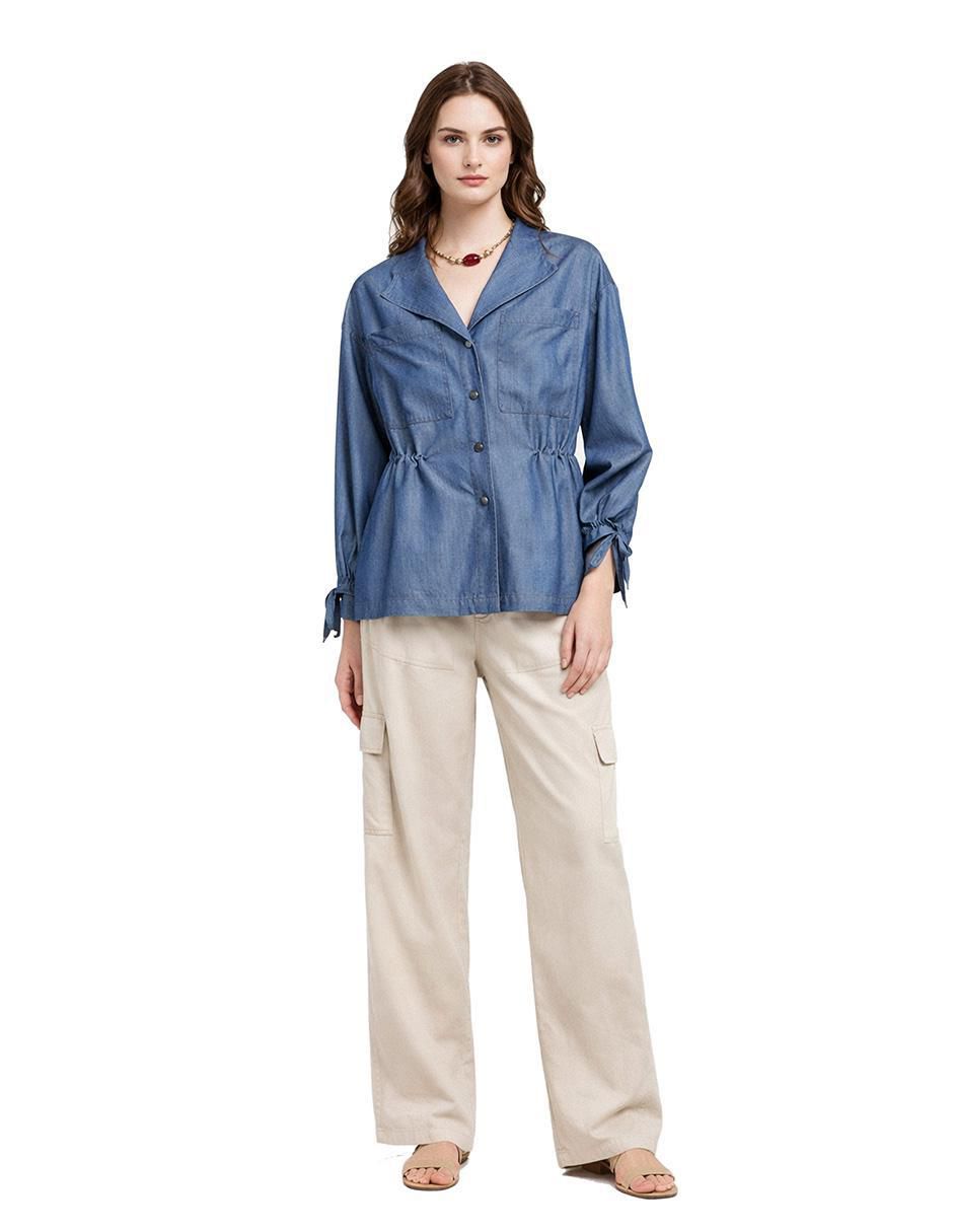 Blusa camisera manga larga para mujer 4