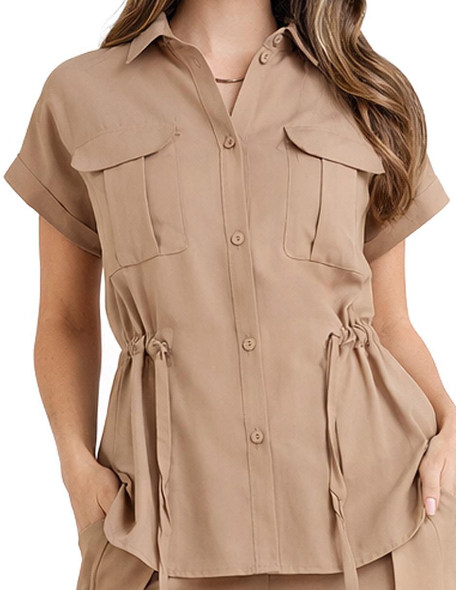 Blusa camisera manga corta para mujer 6