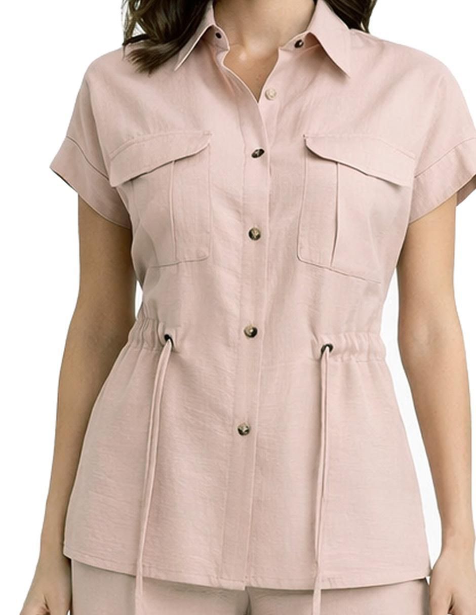 Blusa camisera manga corta para mujer 6