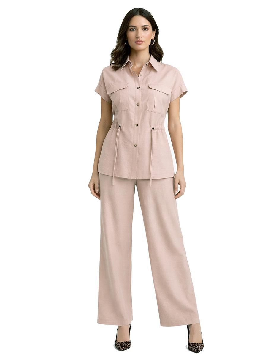 Blusa camisera manga corta para mujer 8