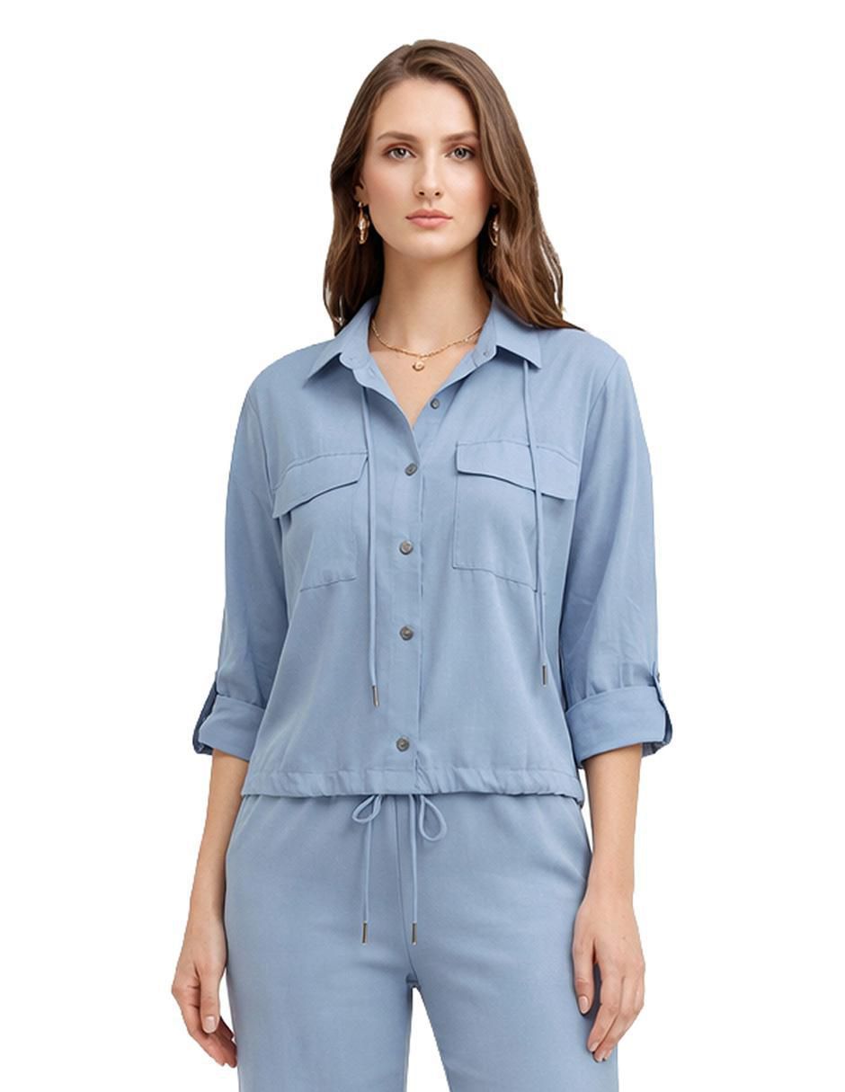 Blusa camisera manga larga para mujer