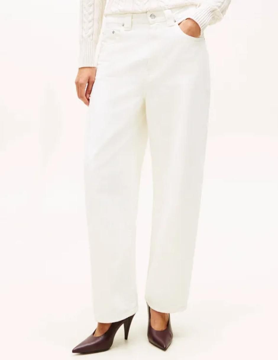 Jeans barrel media cintura para mujer