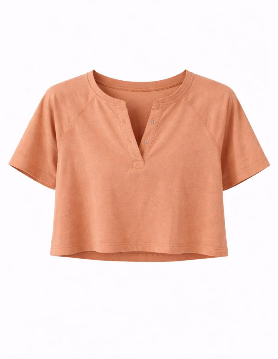 Playera manga corta cuello V para mujer 4