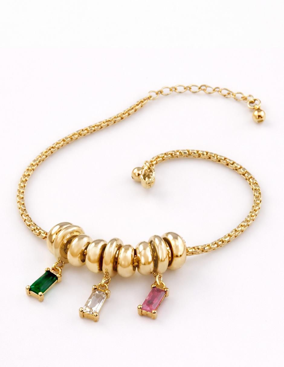 Pulsera con zirconia 18 K Triade acabado baño de oro 2
