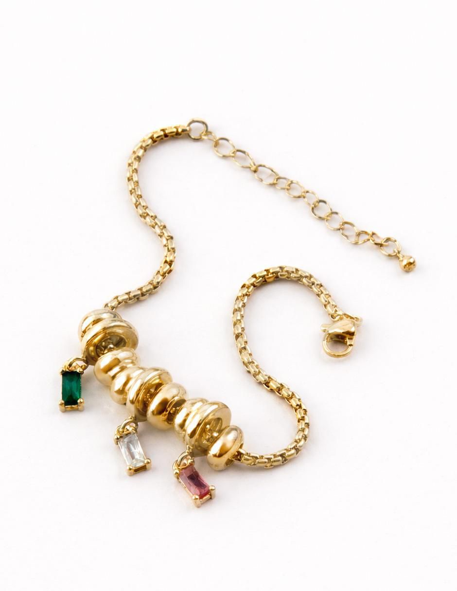 Pulsera con zirconia 18 K Triade acabado baño de oro 3