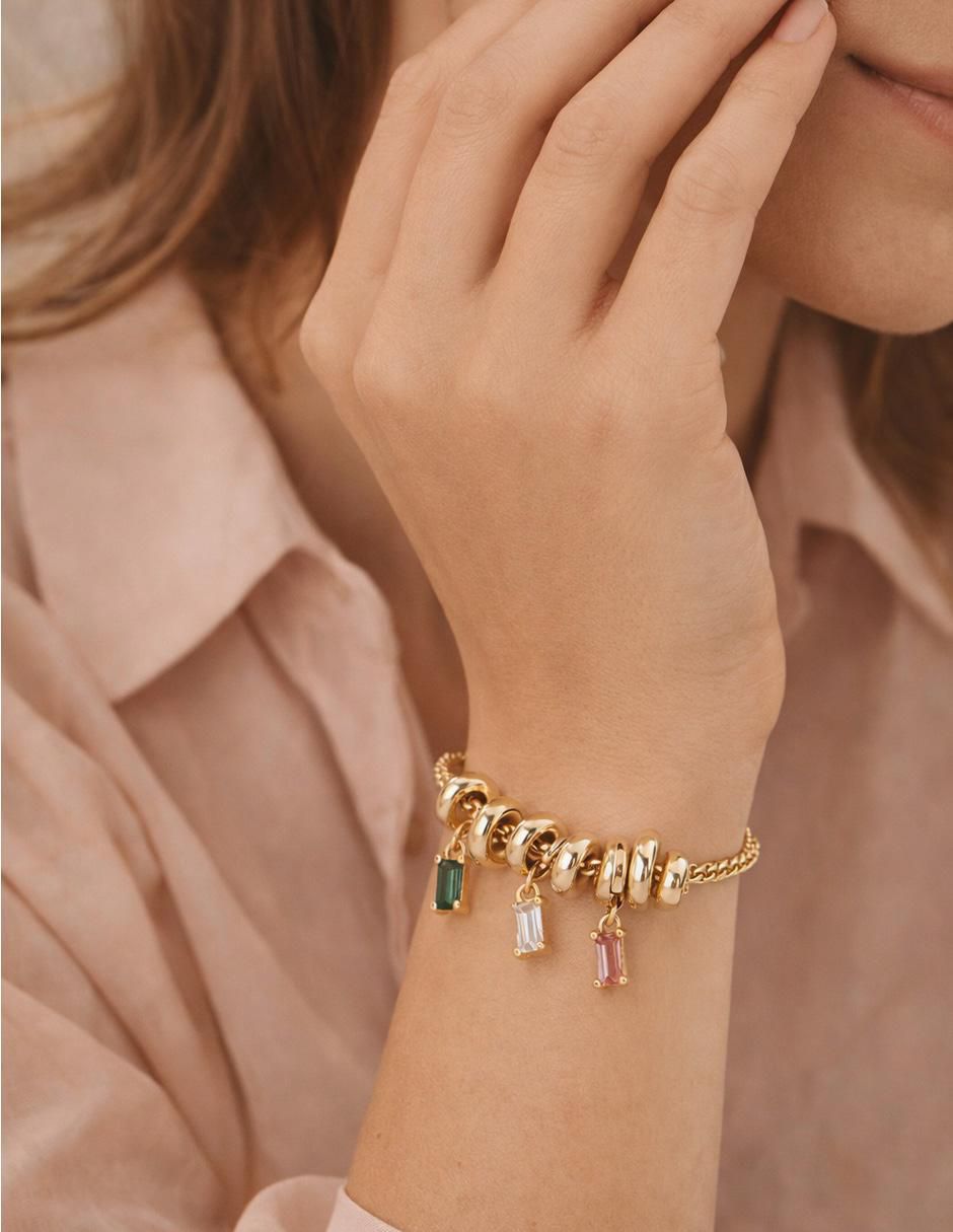 Pulsera con zirconia 18 K Triade acabado baño de oro 4