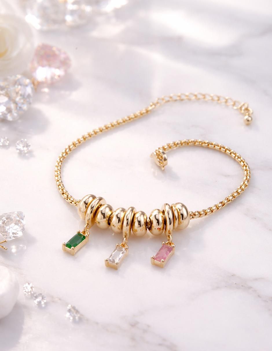 Pulsera con zirconia 18 K Triade acabado baño de oro 5