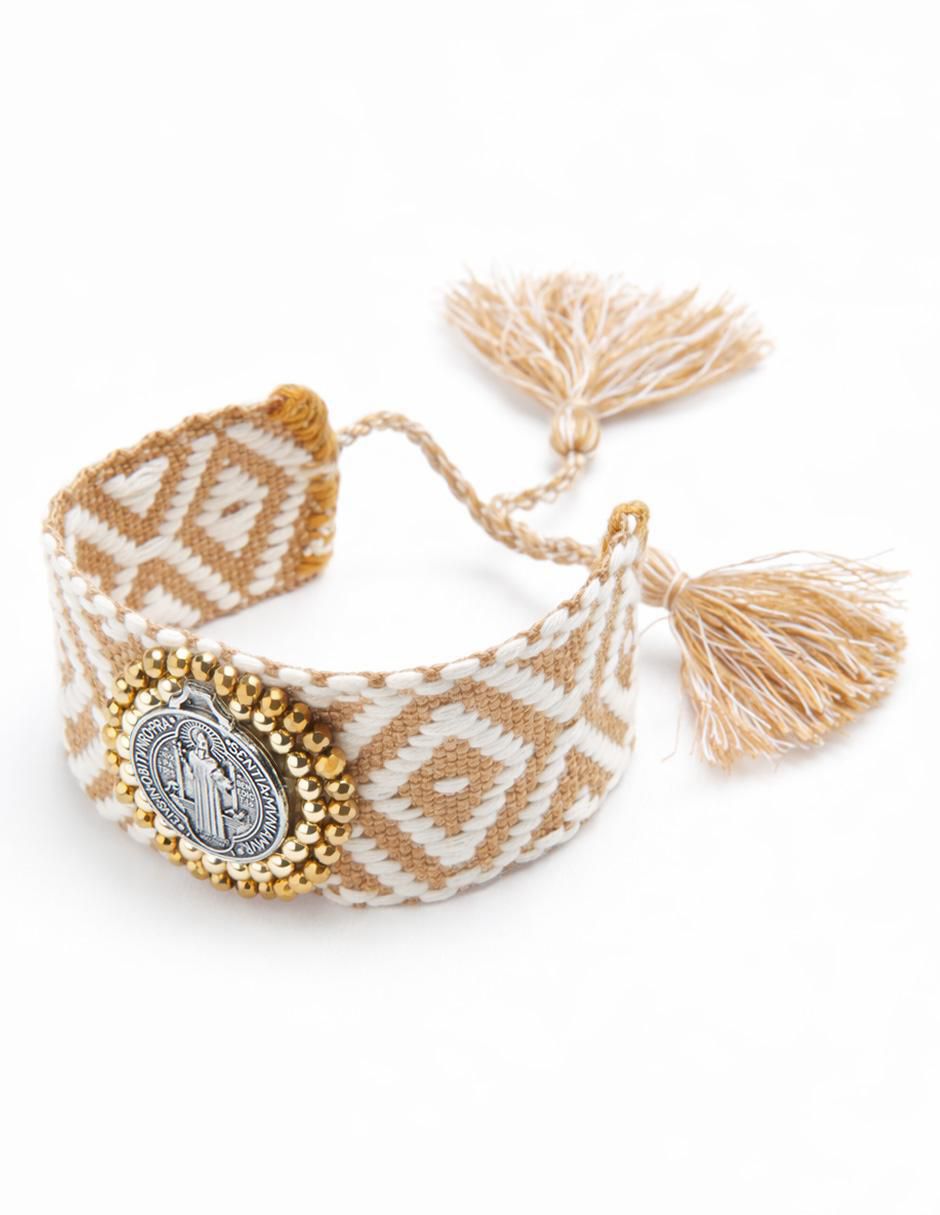 Pulsera 18 K Custodia San Benito acabado baño de oro