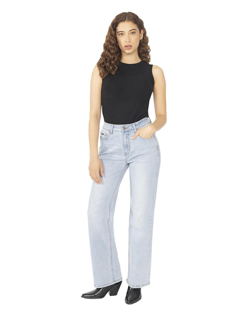 Jeans wide leg a la cintura para mujer