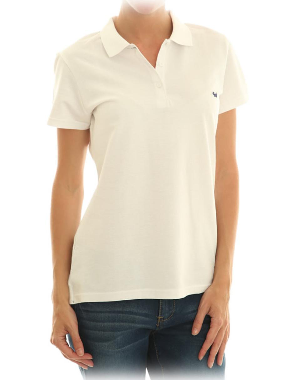 Playera manga corta cuello con botón para mujer